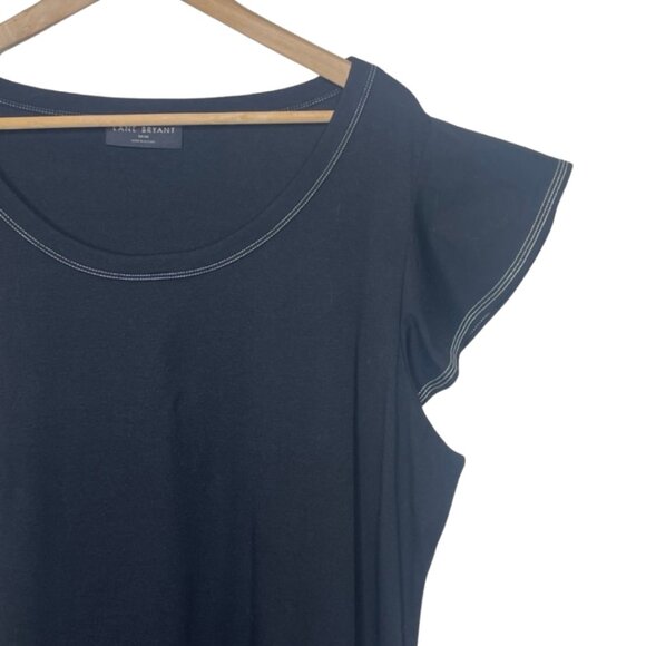 LANE BRYANT | NWOT Black Cotton Blend Ruffle Sleeve Crewneck Tee | Size 18/20 - Picture 2 of 10